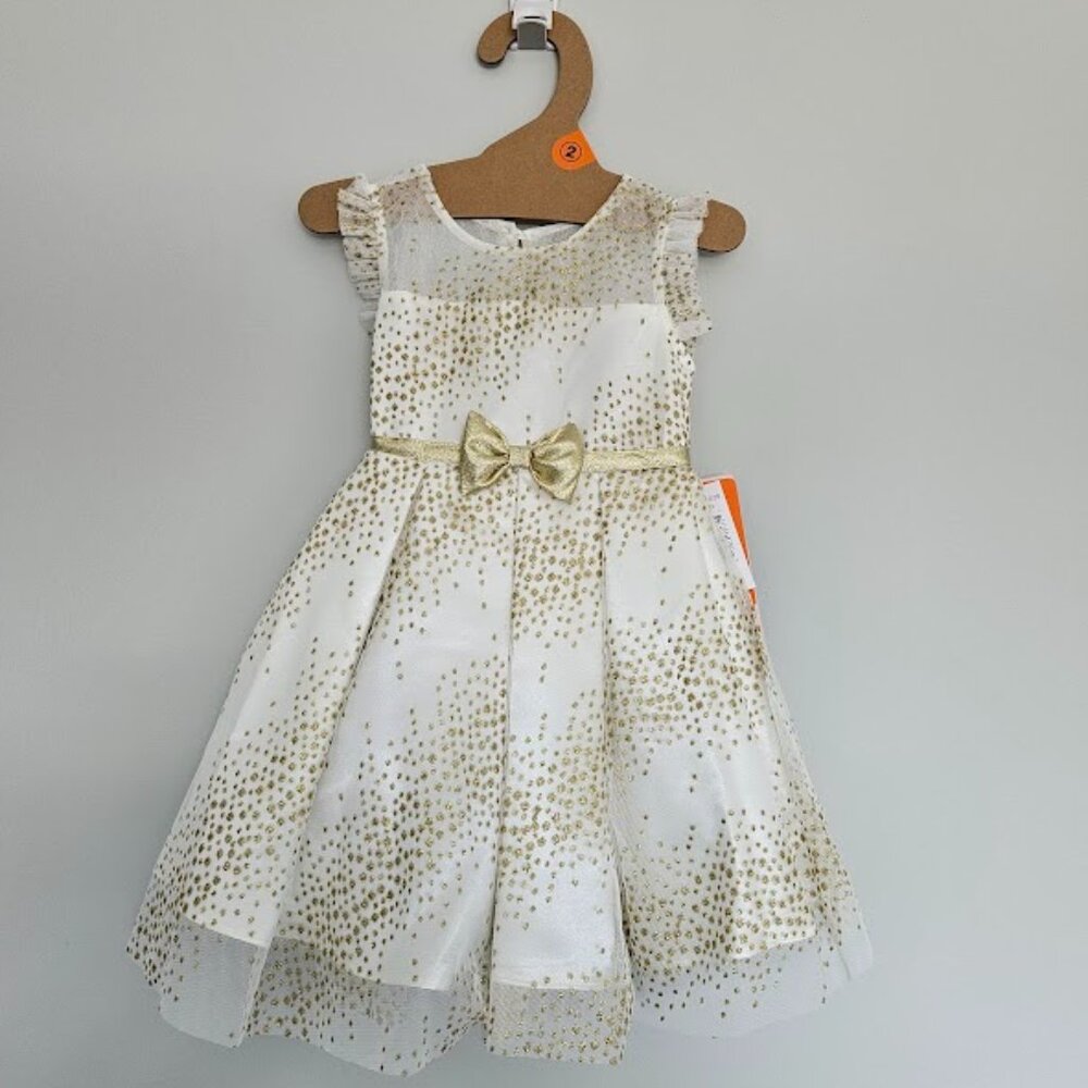 NWT Fancy Cream & Gold Toddler Dress - Size 2T